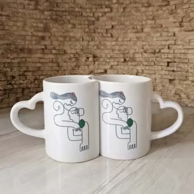 ماگ دسته قلبی دوقلو
